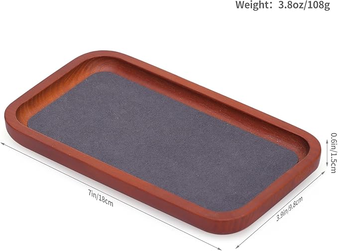 Wooden Jewelry Display Tray Rounded Rectangle Ring Showcase Stackable Elegant Bracelet Watch Jewelry Organizer for Personal Use and Commerce (Old Lace, Medium-W 3.9'' x H 0.6'' x L 7'')