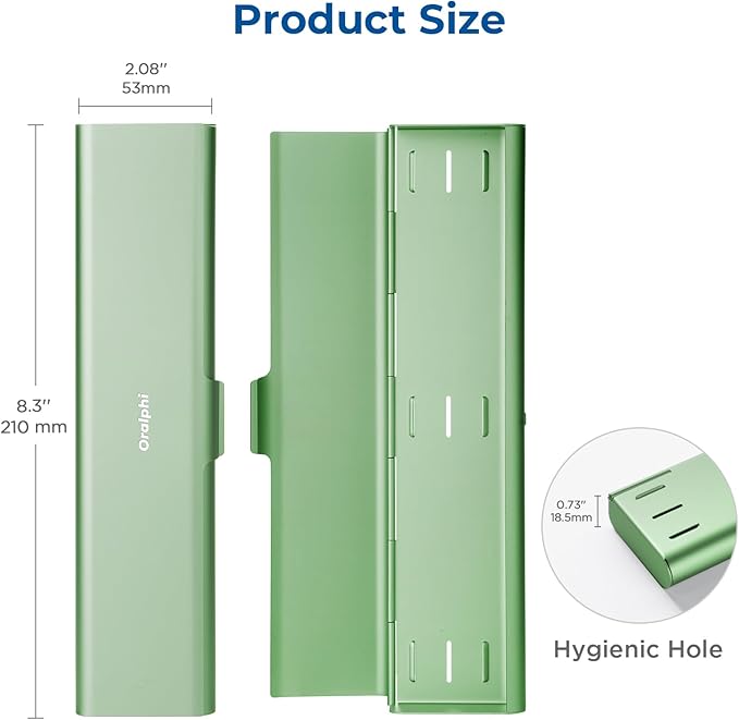 Wider Aluminum Toothbrush Travel Case, Portable Travel Toothbrush Holder, Durable Manual Toothbrush Box Container for Traveling, Bathroom, Camping, Business Trip, Green