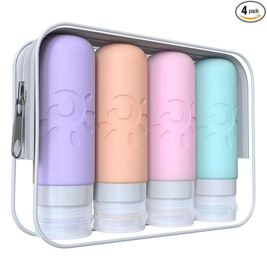 Zafit Travel Bottles for Toiletries, TSA Approved Travel Containers 3oz Leak Proof Travel Tubes Refillable Liquid Travel Accessories for Shampoo Conditioner Lotion Body Wash(Multicolored C)