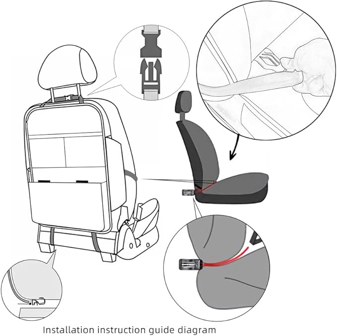 Seat Back Protector + Large Capacity Pocket Storage Organizer,Preventing the Impact of Children Stepping on the Seat Backrest (Black)