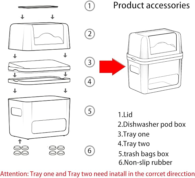 2-in-1 Trash Bag Dispenser & Laundry/Dishwasher Pods Container, Clear Acrylic Garbage Bag Organizer with Removable Lids, Under Sink Kitchen Storage Box