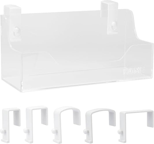 Bedside Caddy Hanging Storage Basket Little Size Plastic Beside Shelf Hang-on Storage Organizer for Collage Dorm Bunk Bed,Changing Table - Bedroom Essentials for Phone,Mini Speaker,Tissues (Clear)