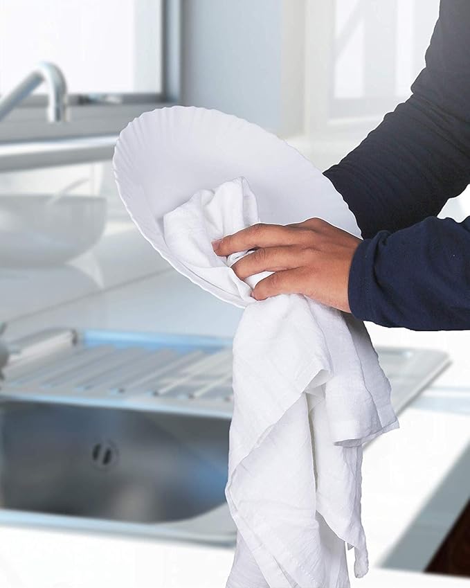 Utopia Kitchen Flour Sack Towels 12 Pack (28x28 Inches), Commercial Use Dish Cloths Bulk, Highly Absorbent Cotton Tea Towels for Restaurants, Hotels, Catering and Kitchen Use (White)