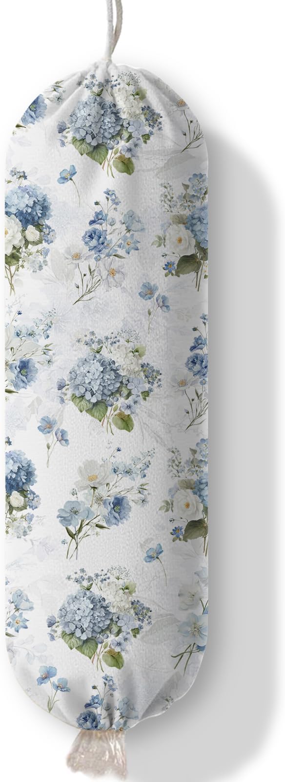 Plastic Bag Holder Dispenser, Floral Plastic Grocery Bag Organizer & Wall Mount Paper Trash Bags Saver Storage for Kitchen Home Pantry Decor, Hydrangea Floral Kitchen Decor