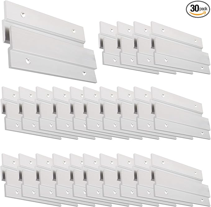 French Cleat Picture Hanger, Aluminum Z Hanger Interlocking Wall Mounting Bracket Hardware Kit Z Clips for Hanging Wall Painting, Mirrors, Panels, Artwork, Cabinet, Whiteboard (4inch-30Pairs)