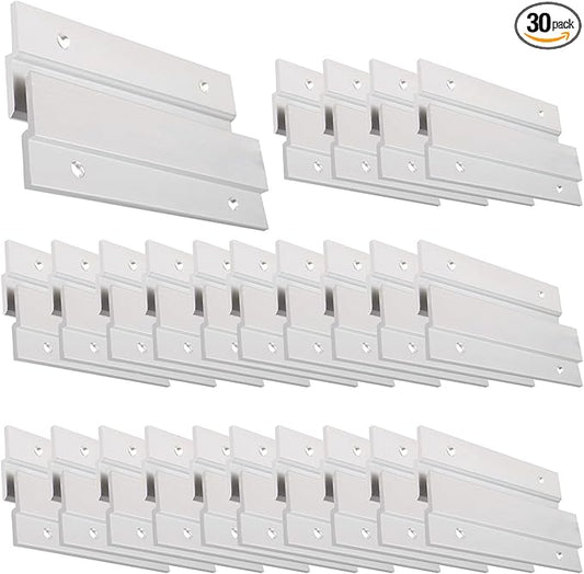 French Cleat Picture Hanger, Aluminum Z Hanger Interlocking Wall Mounting Bracket Hardware Kit Z Clips for Hanging Wall Painting, Mirrors, Panels, Artwork, Cabinet, Whiteboard (4inch-30Pairs)
