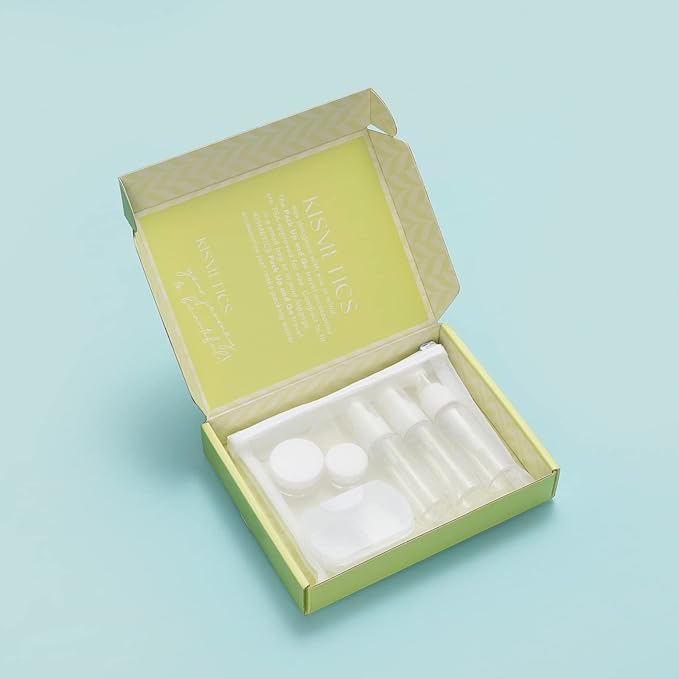 Travel Essestials 9 Piece Travel Kit, TSA Airline Carry-on Approved Size, Travel Bottles, Pill Case and Toiletry Bag Kit