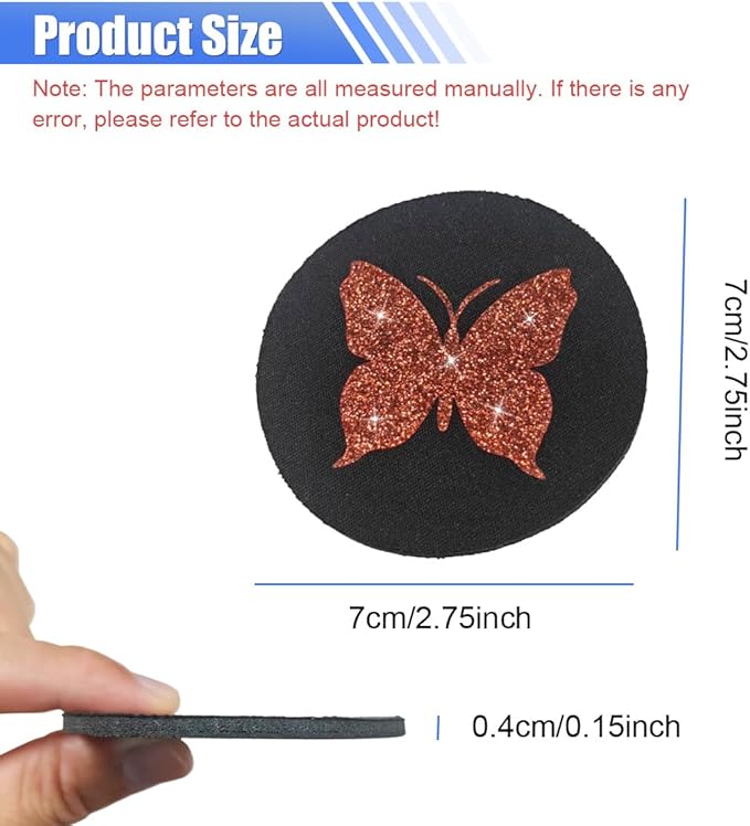 2PCS Bling Butterfly Car Coasters, 2.75'' Anti Slip Insert Cup Holder Coaster, Rhinestone Vehicle Cup Holder Decoration Pad, Universal Auto Interior Drink Water Bottle Mat Accessory (Red)