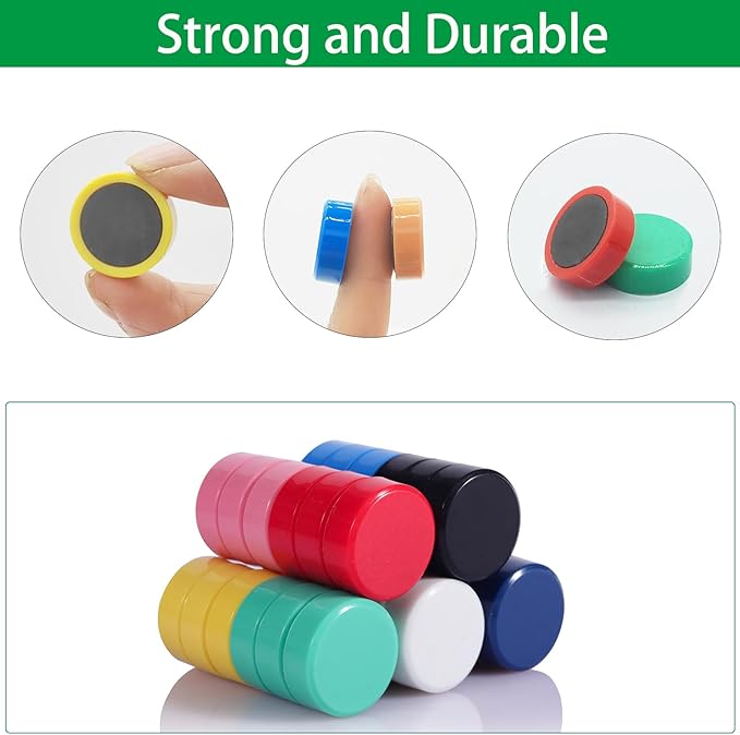 Fridge Magnet - 40 Pack 10 Colors Refrigerator Magnets, Mini Strong Magnets for Whiteboard, Locker & Map- Colorful Round Cute Small Magnets for Kitchen, Office, Classroom, School (Assorted)