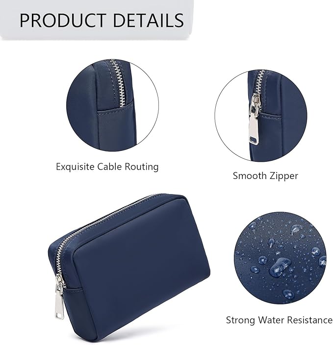 Waterproof Makeup Bag Large Capacity Women's Classic Black Wash Bag Adjustable Partition Wash Bag Brush and Cosmetic Carrying Bag… (Navy Blue)