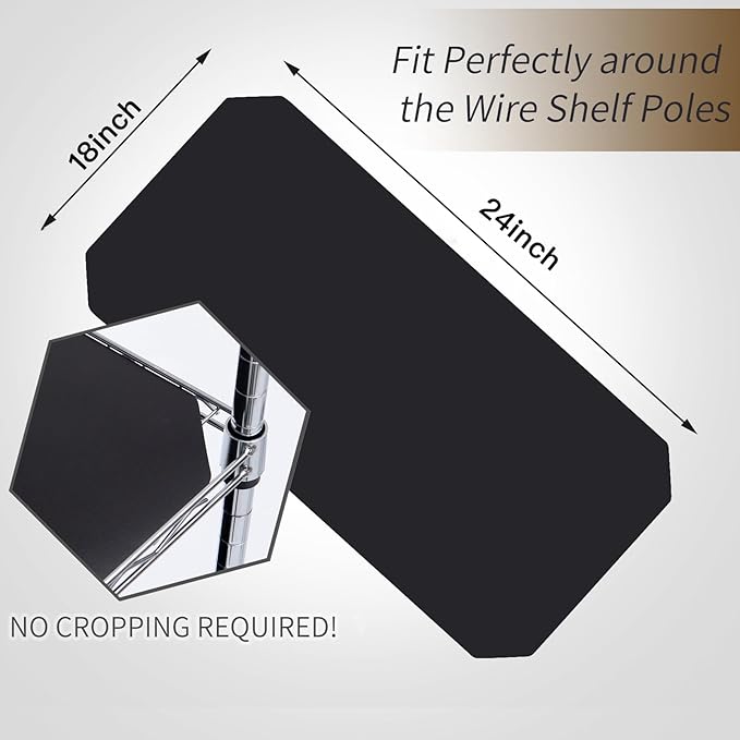 Poofzy Wire Shelf Liner 18" X 24", Non-Adhesive Plastic Shelf Liners for Wire Shelving, Waterproof Protector Mats (5PK, Black)