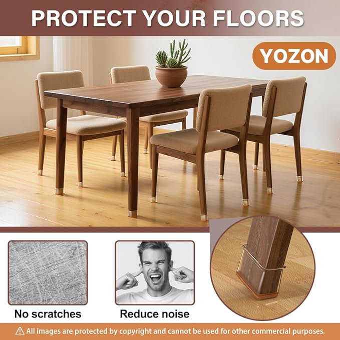 Chair Leg Floor Protectors Rectangle Chair Leg Protectors for Hardwood Floors Silicone Caps Felt Furniture Pads Covers Anti-Scratch Reduce Noise 16 Pack Clear Fit:L 1.12"-1.5",W 0.75"-1"