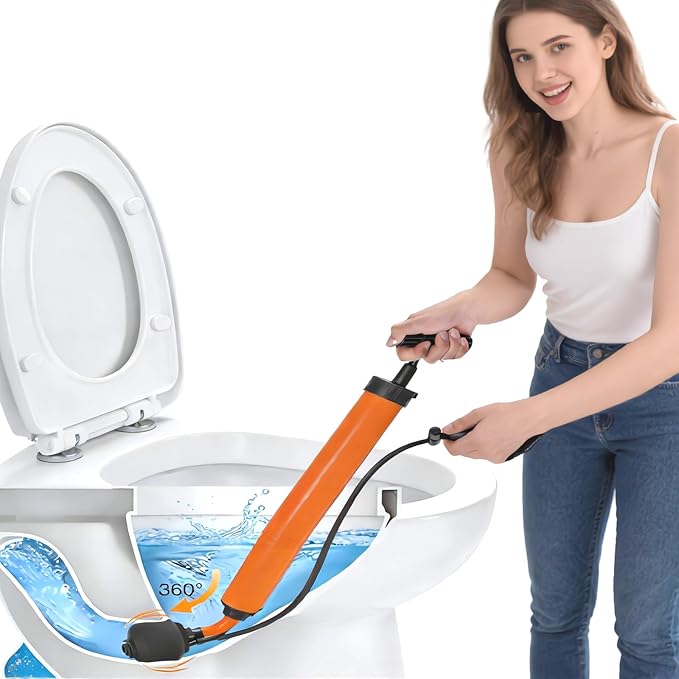 Manual Drain Unclogger, High Pressure Toilet Plunger: No-Splash, No Electricity, No Accessories, Pipe-Safe, Easy to Use, Reusable & Easy to Clean for Toilet, Sink, Bathtub, All Household Pipes