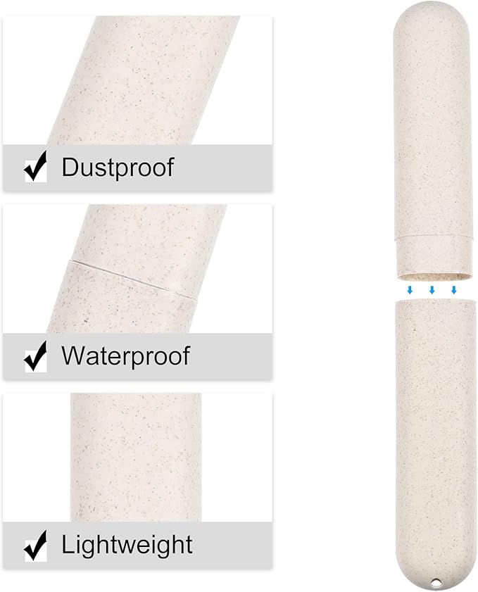 VOCOSTE 1pcs, Traveling Toothbrush Holders Case, PP Toothbrush Case for Travel Business, Beige, 8.07''x1.22''x0.83''