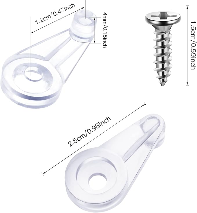 Blulu 20 Pack Mirror Holder Clips for 6 mm (6/25 in) Glass Mirror Hanging Kit for Wall Mounting, Hanging Retainers Fasteners with Screws and Anchors for Fixing Cabinet Doors (Practical Style)