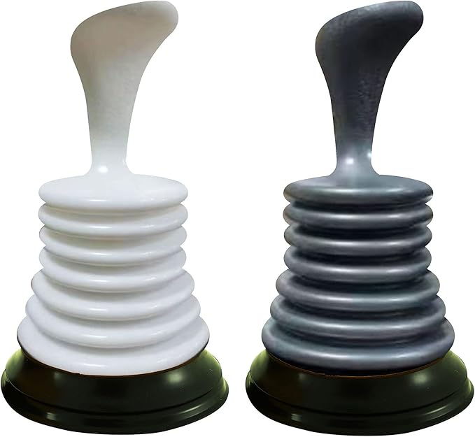 Meadow Lane Small 7" Sink Plunger - Mini Clog Remover for Kitchen & Bathroom Sink Drains - Hand Ergonomic, Space-Saving & Powerful Suction - Universal Fit, Commercial Grade, Silver/White, 2-Pack