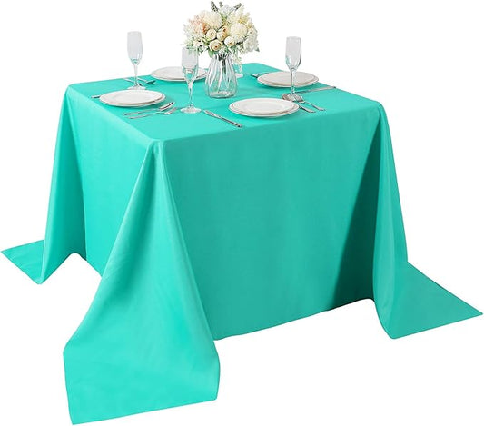 Cupuamon Square Tablecloth 90x90 inch Washable Polyester Fabric Table Cloth for Wedding Party Dining Banquet Decoration (90x90, Turquoise)