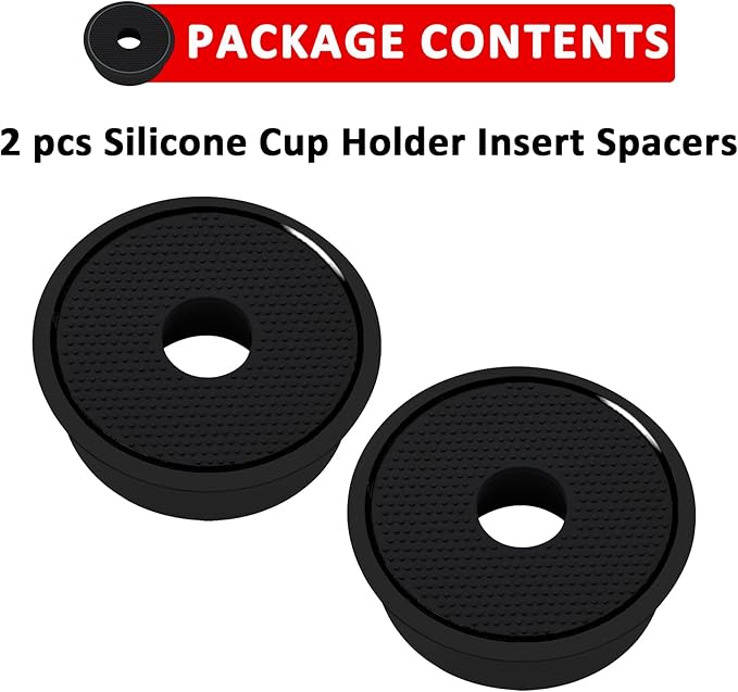 Auovo Cup Holder Spacer Replacement Fit for Subaru Outback Legacy Accessories 2020-2025 Silicone Cup Riser Cup Holder Insert Spacers for Telluride Kicks Crosstrek Accord Trax RAV4 (2pcs, Black Trim)