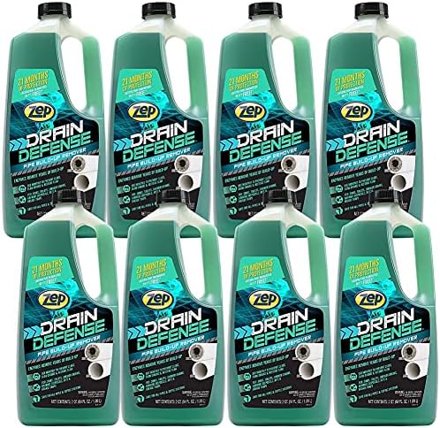 Zep Drain Defense Pipe Build-Up Remover - 64 oz (Case of 8) ZLDC64 - Professional Strength Liquid Pipe Build Up Remover