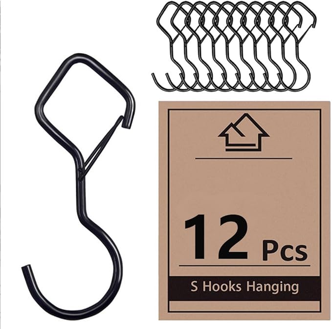 Keoferlon Diamond Hooks Anti-Drop 12 Pack S Utility Hooks Black Closet Hanging Clips Hanger for Shelves Purse Backpack