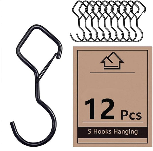 Keoferlon Diamond Hooks Anti-Drop 12 Pack S Utility Hooks Black Closet Hanging Clips Hanger for Shelves Purse Backpack