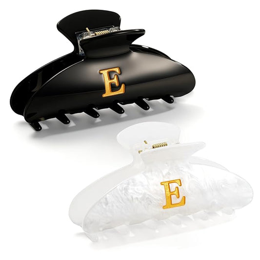 CWJCYTNSN 2 PCS Hair Claw Clips for Women Non-slip Black White Claw Clips for Thick Thin Hair Stylish E Hair Clips Elegant Hair Accessory Girls