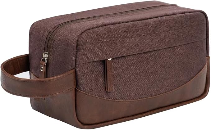 Travel Toiletry Bag for Men and Women, Hanging Toiletry Organizer, Water Resistant Shaving Kit with Large Capacity for Travel Accessories (Coffee, Medium)