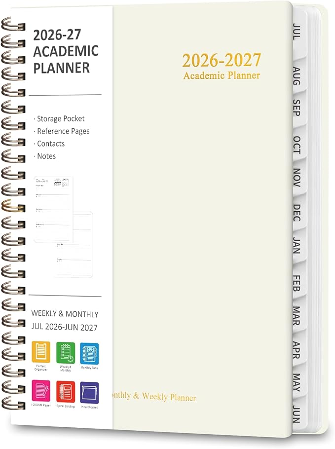 Planner 2026-2027, Weekly and Monthly Academic Planner, July 2026 - June 2027, Hardcover Calendar Agenda Book for School Year Planning, School Supplies for Teacher and Student, A5(6.3'' x 8.5'')