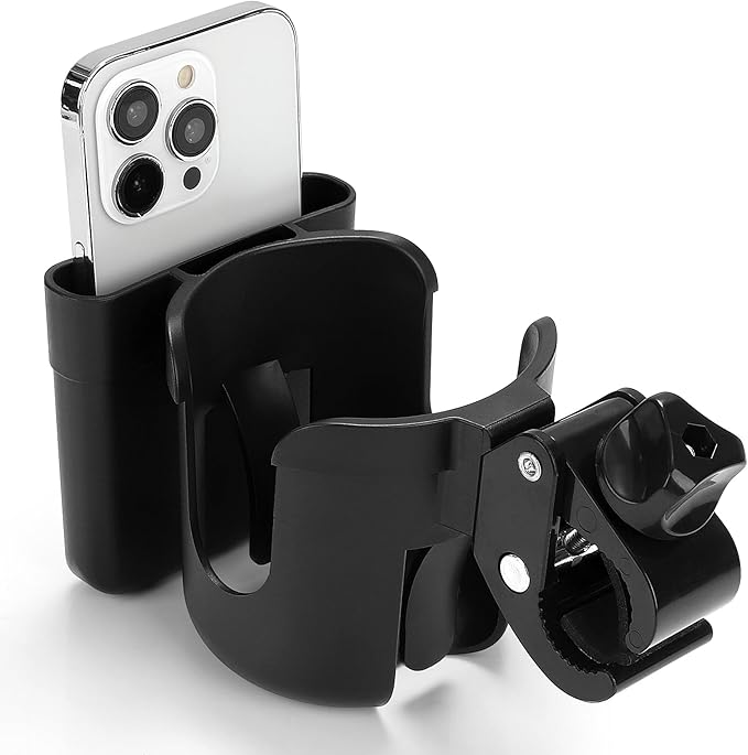 Accmor 2-in-1 Walker Cup Holder with Phone Holder, Wheelchair Cup Holder, Rollator Cup Holder, Cup Phone Holder for Walker, Wheelchair, Rollator, Mobility Scooter