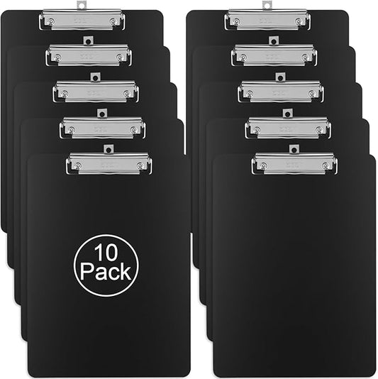 ZCZN Metal Clipboards, 10 Pack Heavy Duty Aluminum Clipboards 12 x 9 Inches, A4 Letter Sizer Document Holder with Low Profile Clip, Suitable for School, Office, Jobsite or Medical Staff, Black