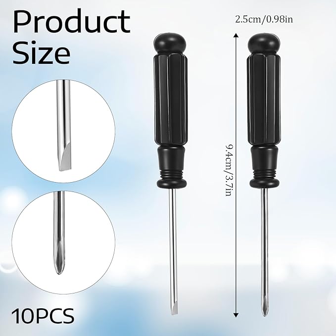 10 Pcs Mini Screwdriver Set, 5 Small Phillips Screwdriver and 5 Flat Head Screwdrivers Precision Repair Tool Kit Cross Pocket Tiny Screwdrivers for Eyeglasses Watches Laptops Small Appliances