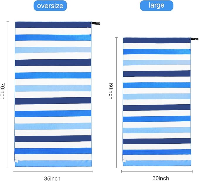 Exclusivo Mezcla Microfiber Quick Dry Beach Towel, Oversized Lightweight Sandfree Pool Towel for Swimming Camping Travel with Bag (Blue, 35x70 Inches)