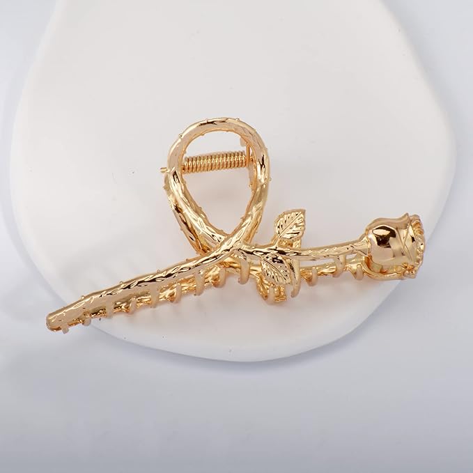 4 Pack Large Metal Hair Clips for Thin to Thick Curly Hair, 4.3 Inch Big Nonslip Gold Color Clamps, Perfect Fashion Jaw Claw Hair Styling Accessories for Women and Girls, Christmas Gifts