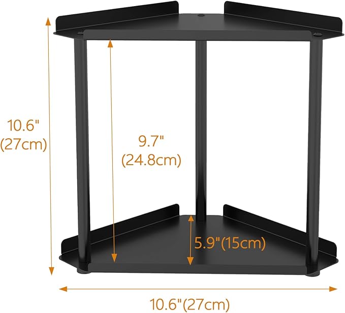 2 Tier Bathroom Counter Organizer, Vanity Organizer Corner Shelf, Skincare, Makeup Countertop Organizers, Kitchen, Bathroom Counter Storage, Black