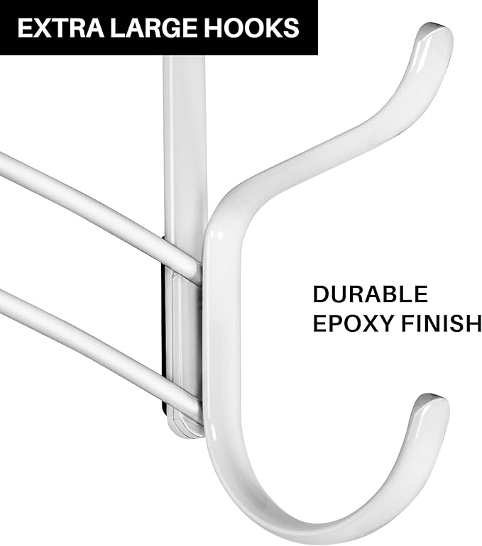LYNK Professional® Home™ Over the Door Hooks - 36 Hook – Over the Door Coat Rack - Over the Door Hanger - Hanging Towels or Clothes - Bathroom, Bedroom, Laundry Room - Lifetime Ltd. Warranty, White