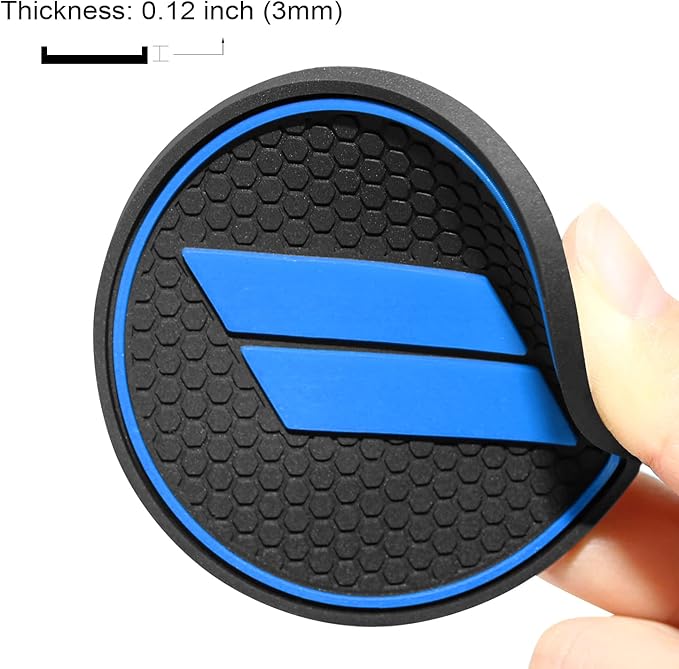 Center Console Mats for Durango Accessories 2014 2015 2016 2017 2018 2019 2020 Cup Holder Insert Coasters Custom Fit Cup Liners Pads Interior Decoration (Blue Trim) - 5 Pcs Set