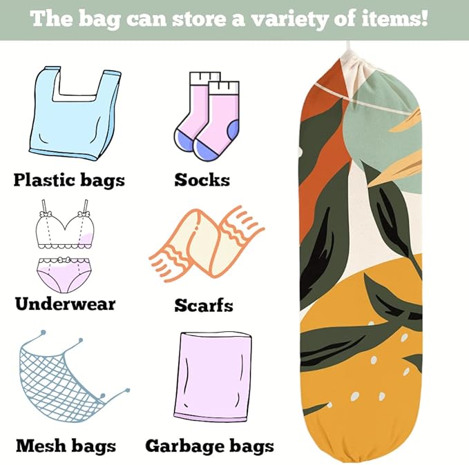 2PCS Boho Plastic Bag Holder for Kitchen Essentials, Reusable Hanging Grocery Bag Organizer, Washable Large Grocery Trash Garbage Bags Storage Dispenser Boho Kitchen Decor-06