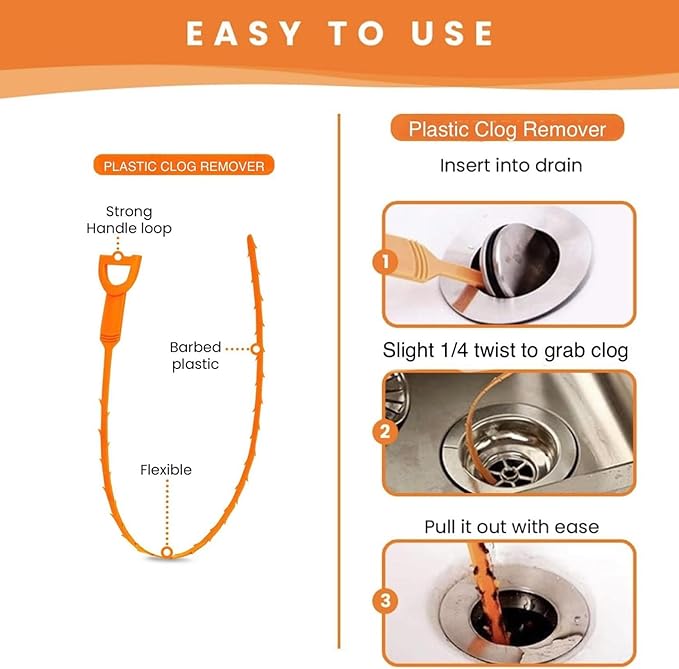 9-Piece Drain Clog Remover Kit - 35.5" Metal Clog Remover, 6x25" Drain Snake Hair Removal Tools, 2x18" Flexible Cleaning Brushes for Bathroom, Kitchen Sink, Shower, Toilet & Tub Drain Cleaning