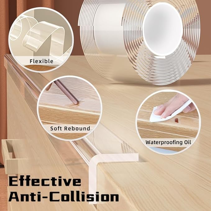 1.4 in x 13.12 FT, Clear Soft Corner Protectors for Furniture Strips, Sharp Edge & Table Bumper, Window Edge, Wall Protector, Soft Corner Guards Safe for Proofing, Table Corner Protectors in Family