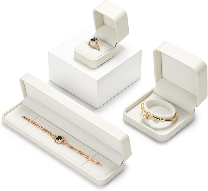 Oirlv Luxury Leather Bracelet Gift Box Jewelry Box Storage Case Organizer Holder for Bracelet Bangle (Creamy-white)