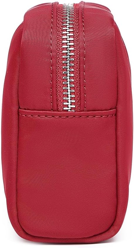 Waterproof Makeup Bag Large Capacity Women's Classic Black Wash Bag Adjustable Partition Wash Bag Brush and Cosmetic Carrying Bag… (Burgundy Red)