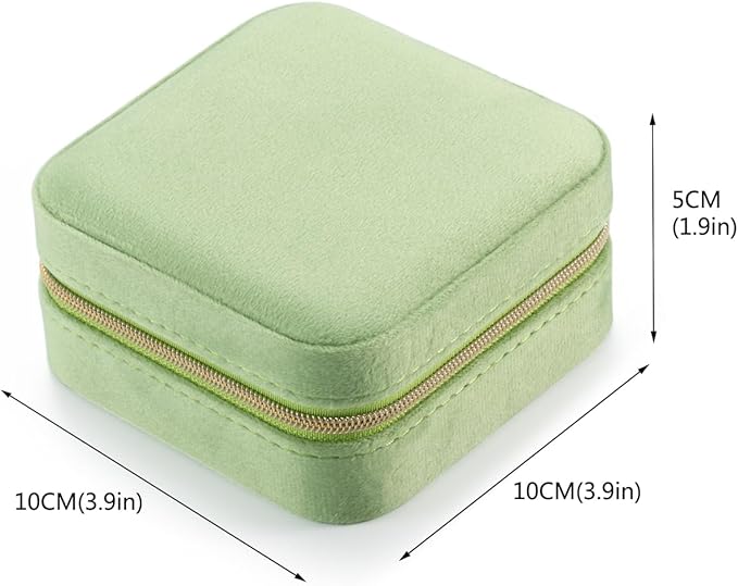 Plush Velvet Travel Jewelry Case Organizer, Small Travel Jewelry Box,Portable Jewelry Box Travel Mini Organizer Portable Display Storage Box For Rings Earrings Necklaces (Grass Green)