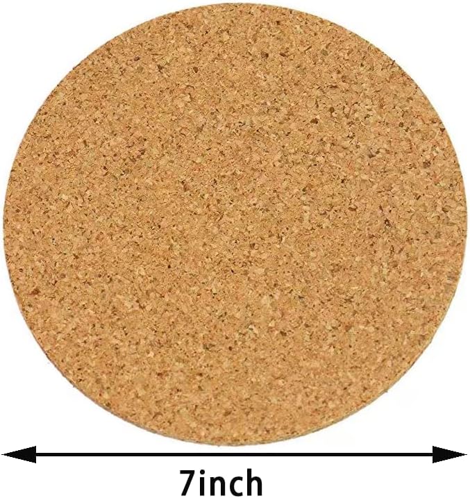 YF-ANEN 7 Inch Cork Tripod, Thermal Pad, Round Cork Board for Kitchen, Dining Table, Pots and Pans, Plants, Craft Tea Insulation Pads (Set of 6)
