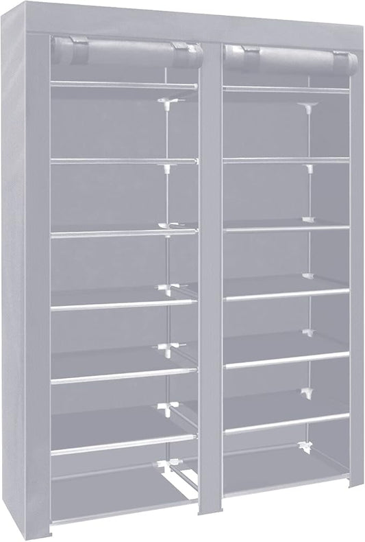 ERONE Shoe Rack Storage Organizer, 28 Pairs Portable Double Row with Non-Woven Fabric Cover Shoe Shelf Cabinet for Closet