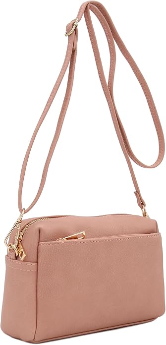 FashionPuzzle Triple Zip Small Crossbody Bag