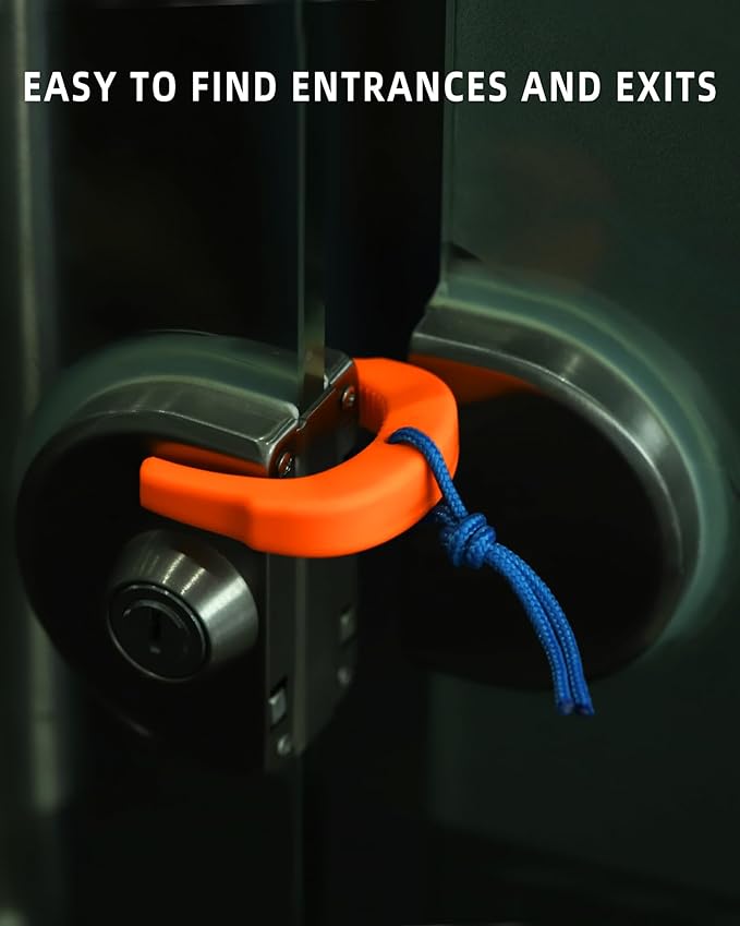 Door Jam, First Responder Door Stop for Law Enforcement, Police, Emergency Medical Services, Tactical Door with Nylon Paracord Attachments for Easy Grab Access, Molle/PALS Compatible (3 Pack Orange)