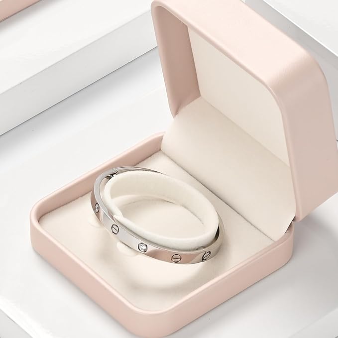 Oirlv Luxury Leather Bracelet Gift Box Bangle Box Jewelry Case Storage Case Organizer Holder(Pink)