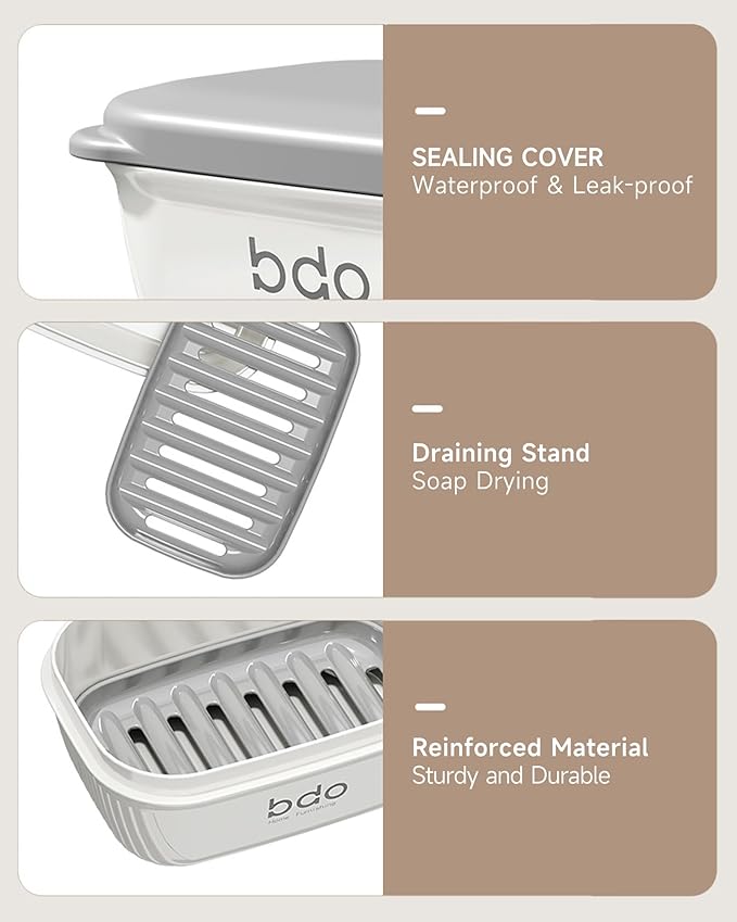 Travel Soap Case, Leakproof Soap Container with Lid, Portable Bar Soap Holder for Traveling, Soap Dishe for Bathroom, Shower, Gym, School, Camping, Vacation, Outdoor,Travel Essentials