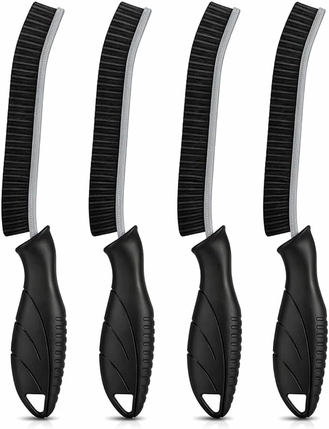 Cadley Cleaning Brush Set of 4, Cleaning Brushes for Household Use, Grout Cleaner Brush with Long Handle, Gap Cleaning Tool, Hard Bristle Brushes for Bathroom, Kitchen & Home Essentials