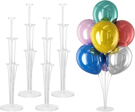 DECOCKRAT 4 Set Balloon Stand Kit - Table Balloon Stands with Base, Easy Assembly Balloon Sticks, Reusable Balloon Holders for Baby Showers, Weddings, Birthdays, Party Decorations.